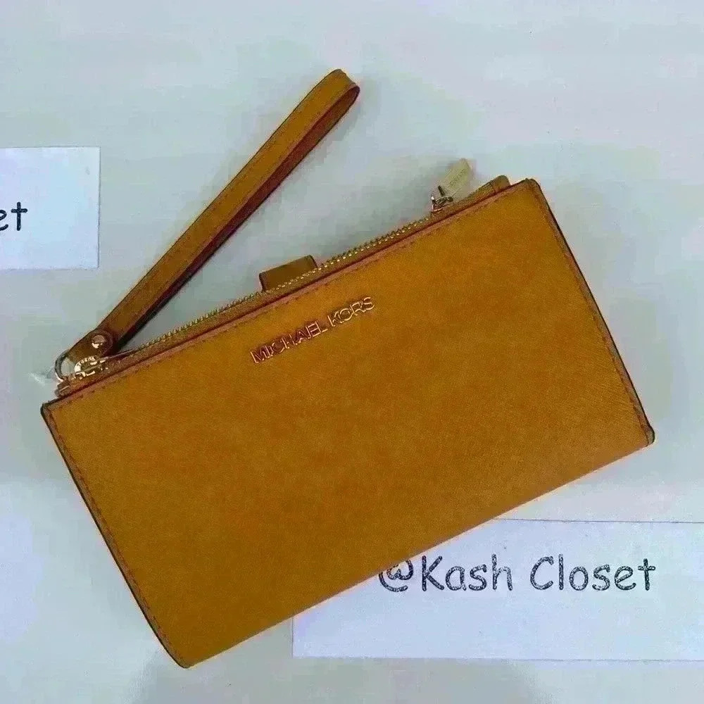 Michael kors Wristlet Double Zip Phone Wallet Marigold
